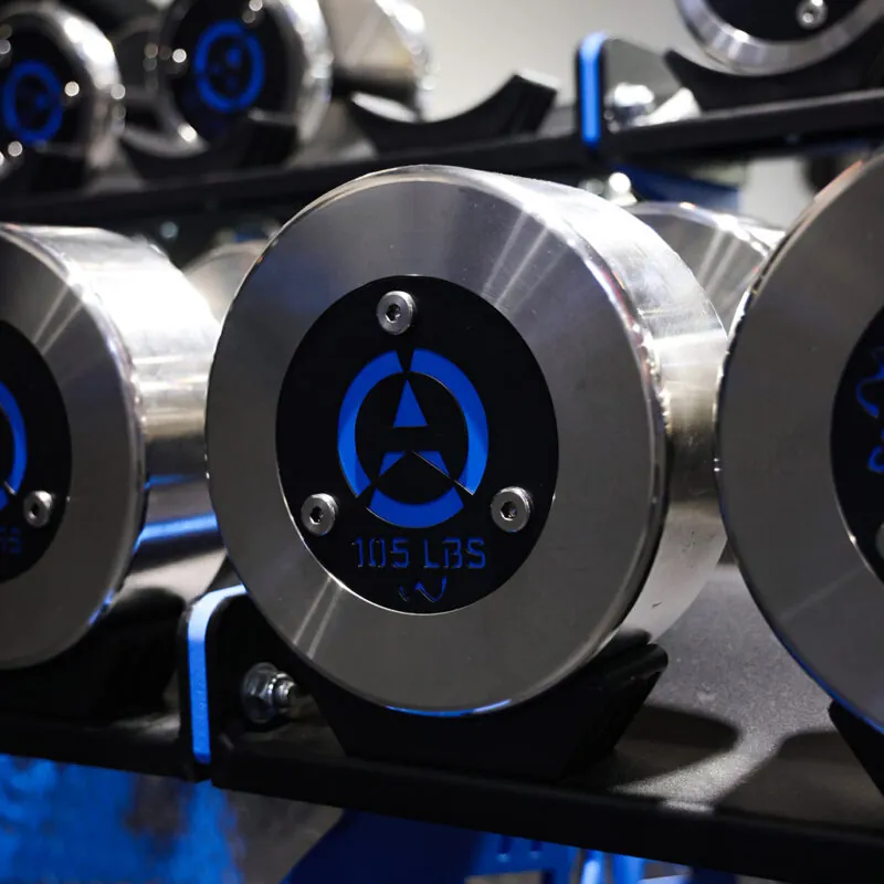 Arco Fit dumbbells on the rack